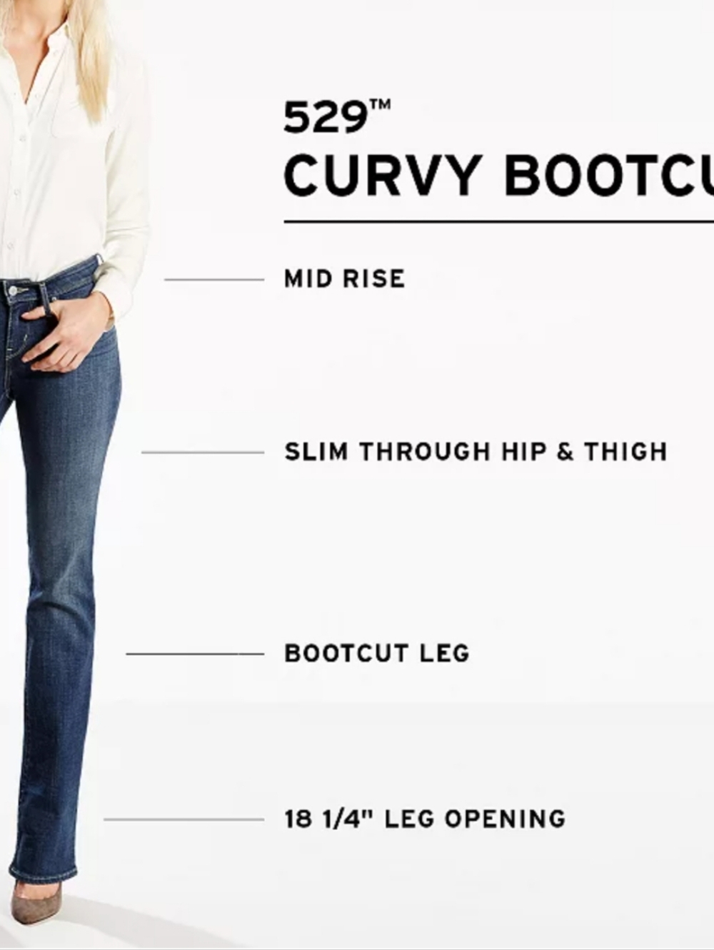 Levi 529 Curvy Bootcut Women’s Jeans - Blue - Picture 2 of 10